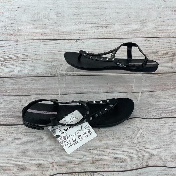 Ipanema Class Rockstar Fem Womens Sz 8 Flip Flops Sandals Black Studded - Picture 1 of 9